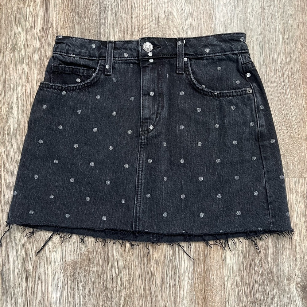 Current/Elliott 5-Pocket Denim Polka Dot Miniskirt Size 26.